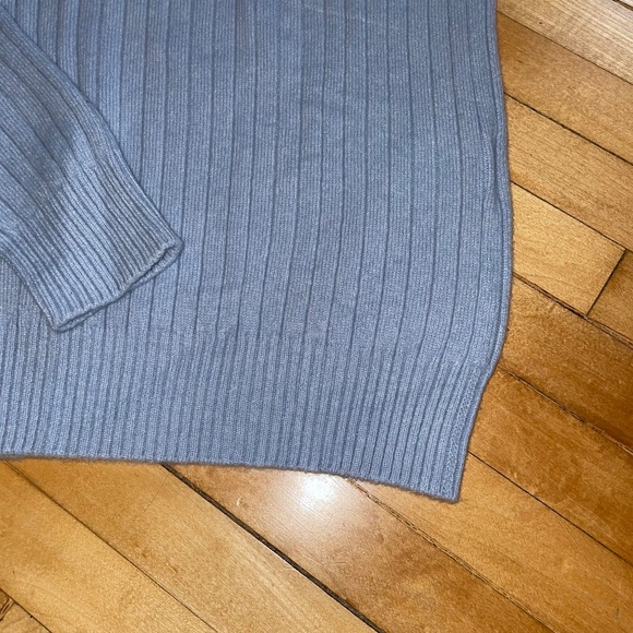 Lands' End Women's Cashmere Ribbed Crewneck Sweater Light Blue Preppy Classic - Picture 3 of 9